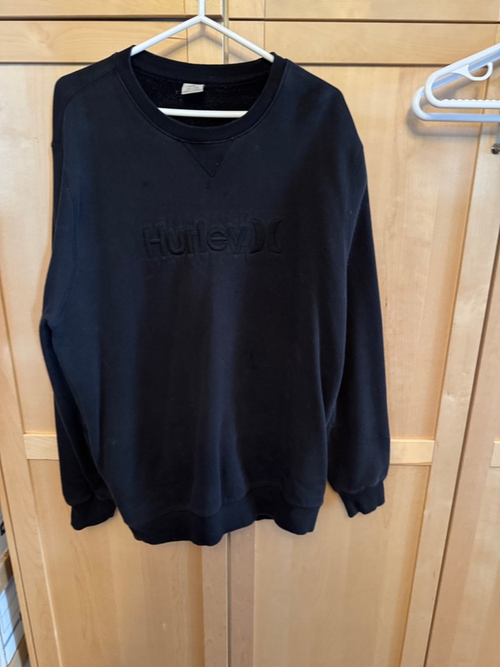 Hurley Black Embossed Logo Crewneck Sweatshirt